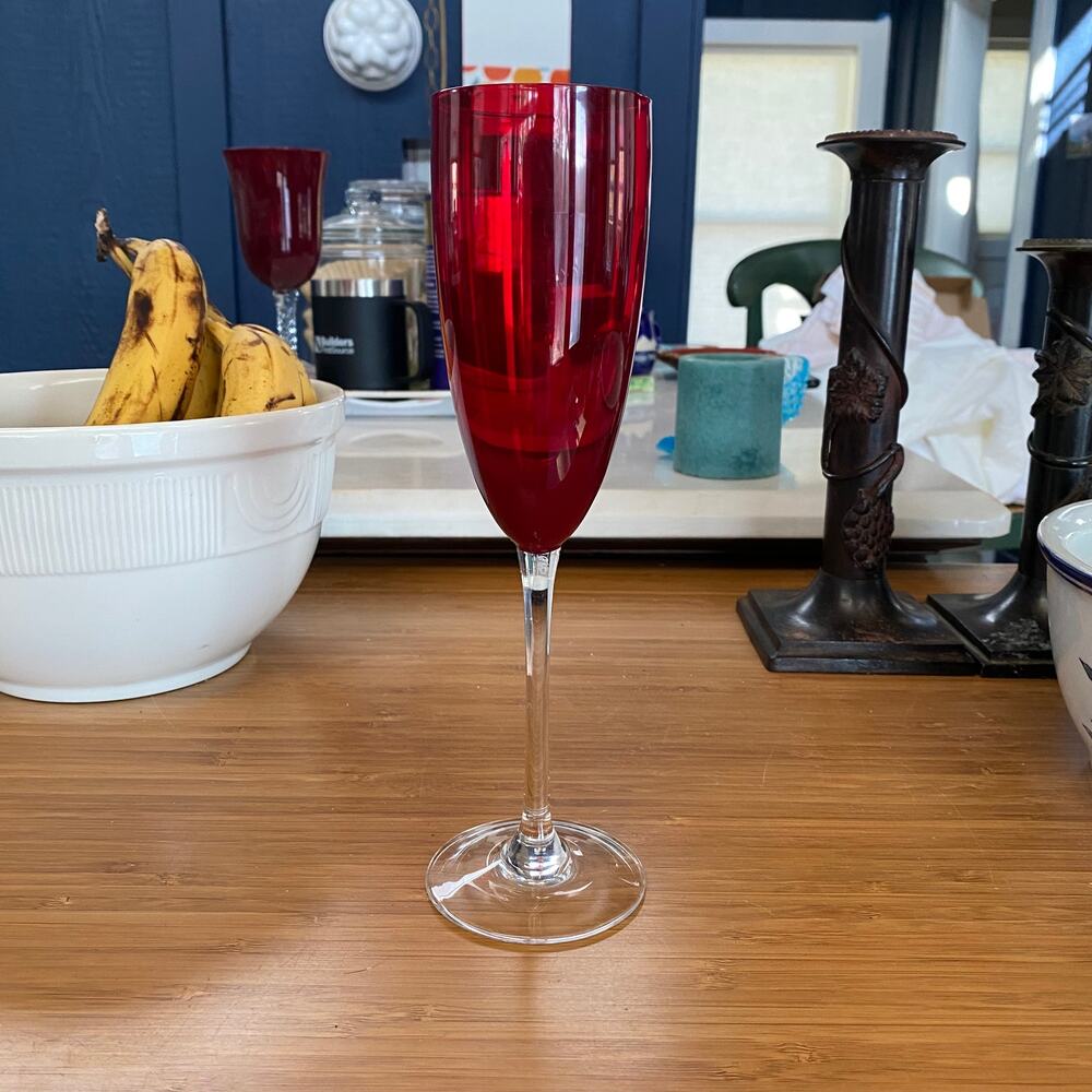 Single Red‎ Champagne Flute Tall Stemware 9-1/4" Tall